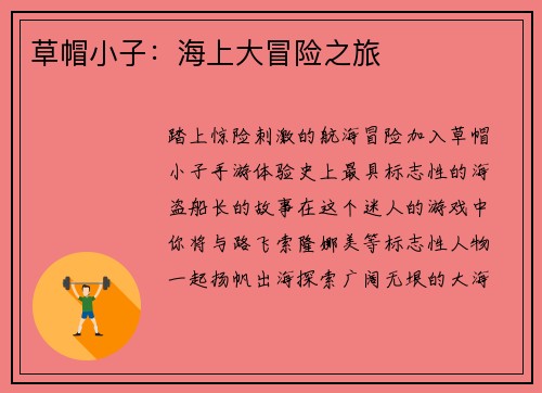 草帽小子：海上大冒险之旅